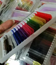 LIFMINRY-extensiones de pestañas suaves de visón, 8 colores, arco iris de color, 16 líneas Premium