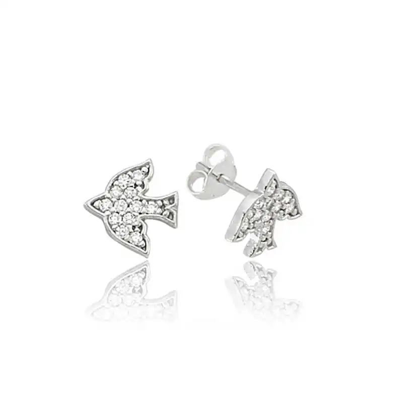 

Silver Swallow Studded Earrings