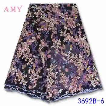 

African Organza Lace Fabric Sequin 2020 High Quality Nigerian French Tulle For Wedding AMY3692B