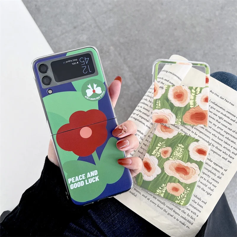 Чехол-книжка для телефона Samsung Galaxy Z 3 с изображением цветка модный прозрачный