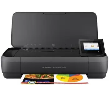 

Multifunction wifi hp officejet 250 mobile aio-borderless printing-scan 600ppp-battery-usb-cart 62 bk/color