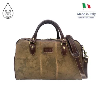 

Juice - made in Italy,Genuine leather,leather overnight bag,large capacity,Canvas and Top leather,Black/Brown,112255