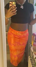 Faldas de estilo informal bohemio para mujer, faldas de cintura alta con estampado Floral, color Naranja, a media pierna, para playa, fiesta y vacaciones