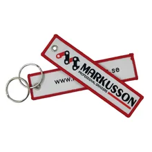 Тканый брелок для ключей с вышивкой 12,8*3 см с металлическим кольцом, индивидуальный дизайн