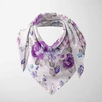 

Else Purple Vintage Roses Flowers Floral 3d Printed Square Rayon Fabric Neck Head Floral Pattern Scarf Scarves Women Hijab