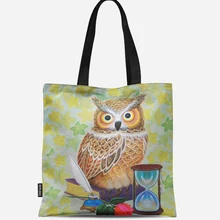 Многоразовая хозяйственная сумка эко женская сумка складная сумка для пляжа повседневное использование сумка на плечо Повседневная парусиновая с принтом совы