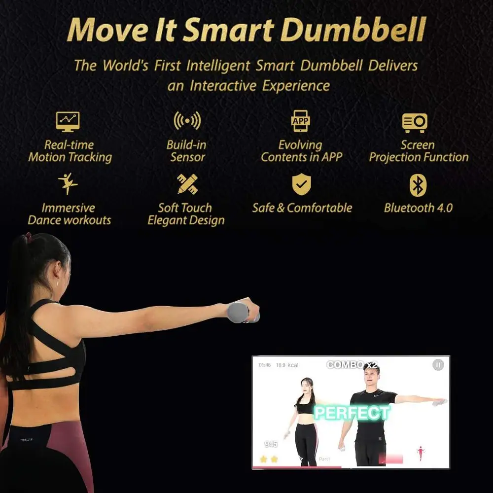 Move It Fitness Dumbbells App Connection Women Smart Bluetooth Dumbbell Arms Gym Lose Weight Body Building Exercise Equipment