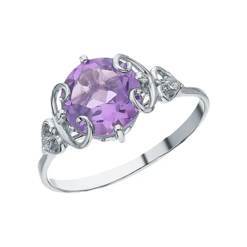 

Silver ring with amethyst and cubic zirconia sunlight sample 925