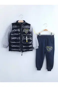 

Dark blue Winter Male Child Inflatable Vest 3 PCs Set