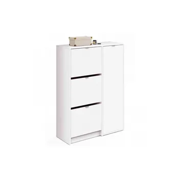 

Shoe Rack with three folding hatches and a flat for boots in white 122x85x37 Cm