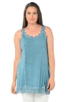 

Sans Textile Women 'S Green Lace Detail Sleeveless Blouse 65 N15717