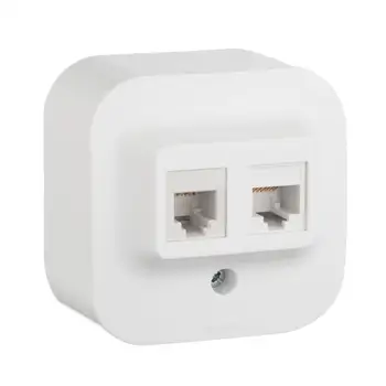 

Computer socket + telephone. 1st op quteo 2 mod. RJ11 + RJ45 cat.5e UTP White. Leg 782221