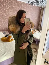 BLUENESSFAIR-abrigo de piel auténtica de zorro para mujer, chaqueta de invierno, Parka larga, Cuello de piel de mapache Natural, ropa de calle cálida