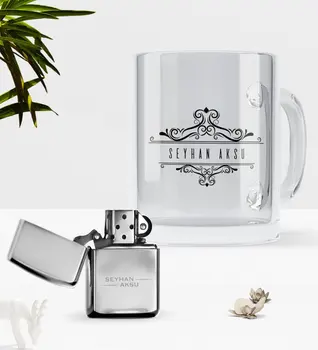 

Father's Day Custom Is Glass Mug Cup Gasoline Metal Lighter Seti-8