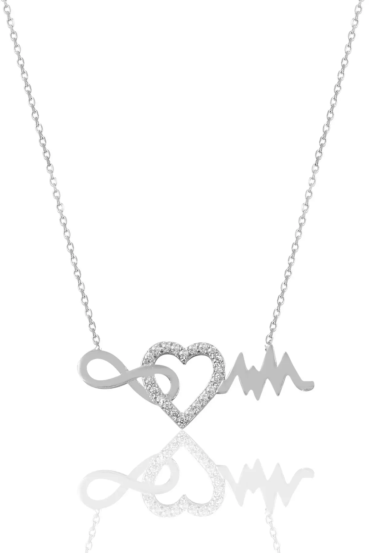 Серебряное сердце бесконечный ритм ожерелье