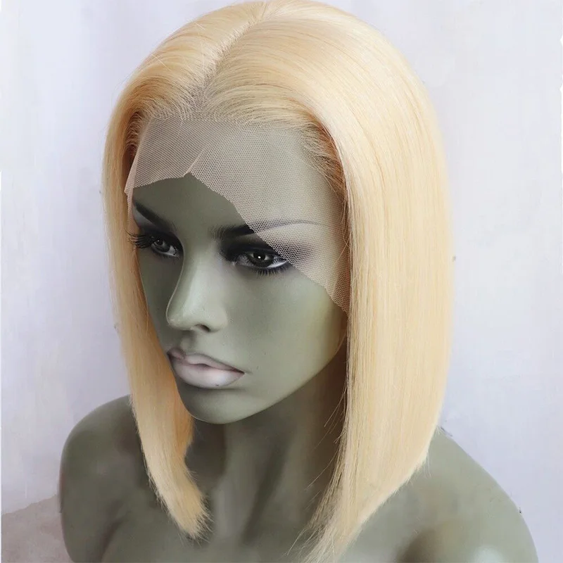 150%, парики из натуральных волос на кружеве, 613 блонд, 13*4, прямые короткие парики из бразильских волос Remy, парики из человеческих волос для женщин