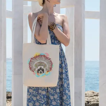 

Angemiel Bag Colorful Fund Over Fan Maned Raccoon Cloth Bag