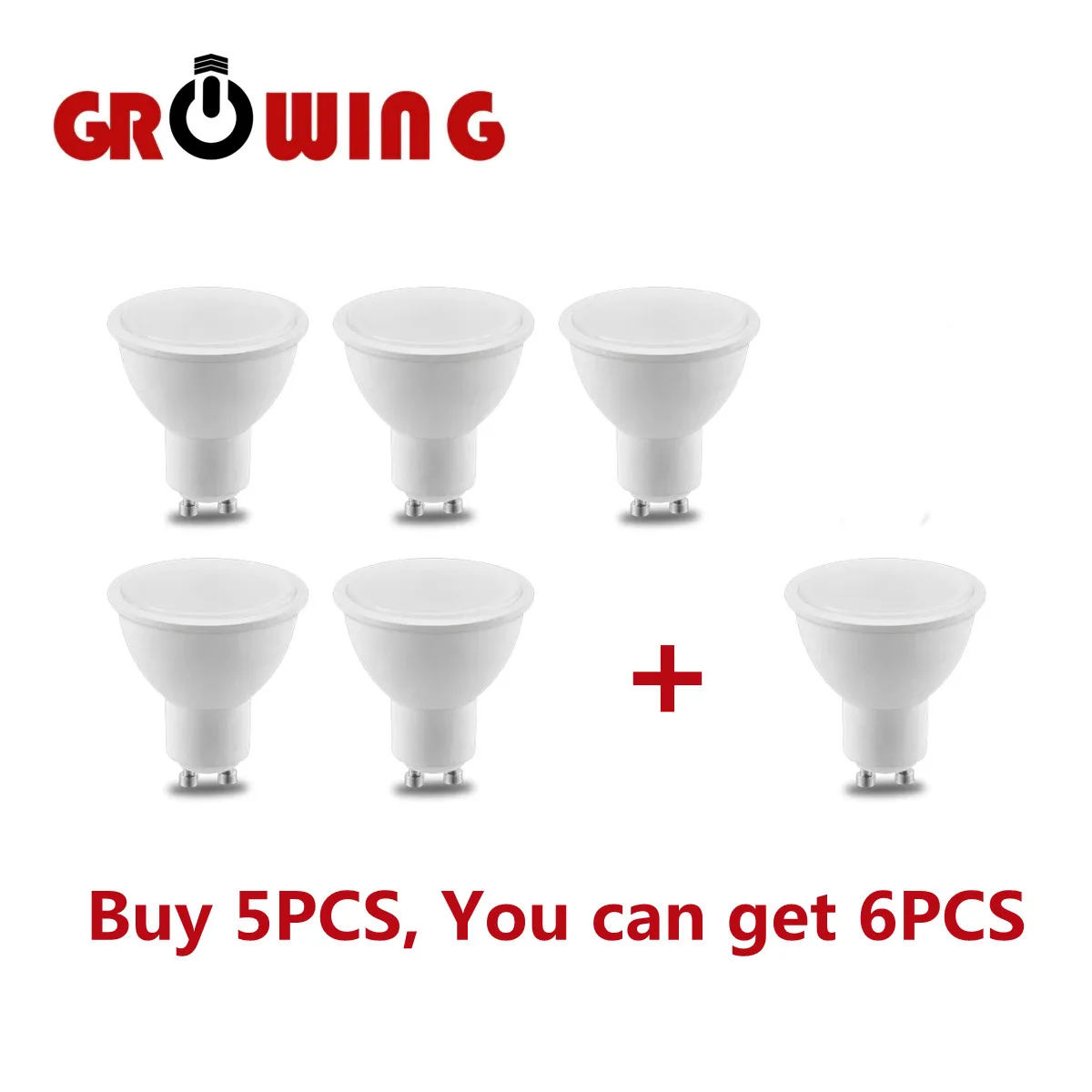 5+1PCS Led Spotlight GU10 3W 5W 6W 7W 8W Lighting Bulb AC220V Indoor Lighting 3000k/6000k Home Decoration Bombillas