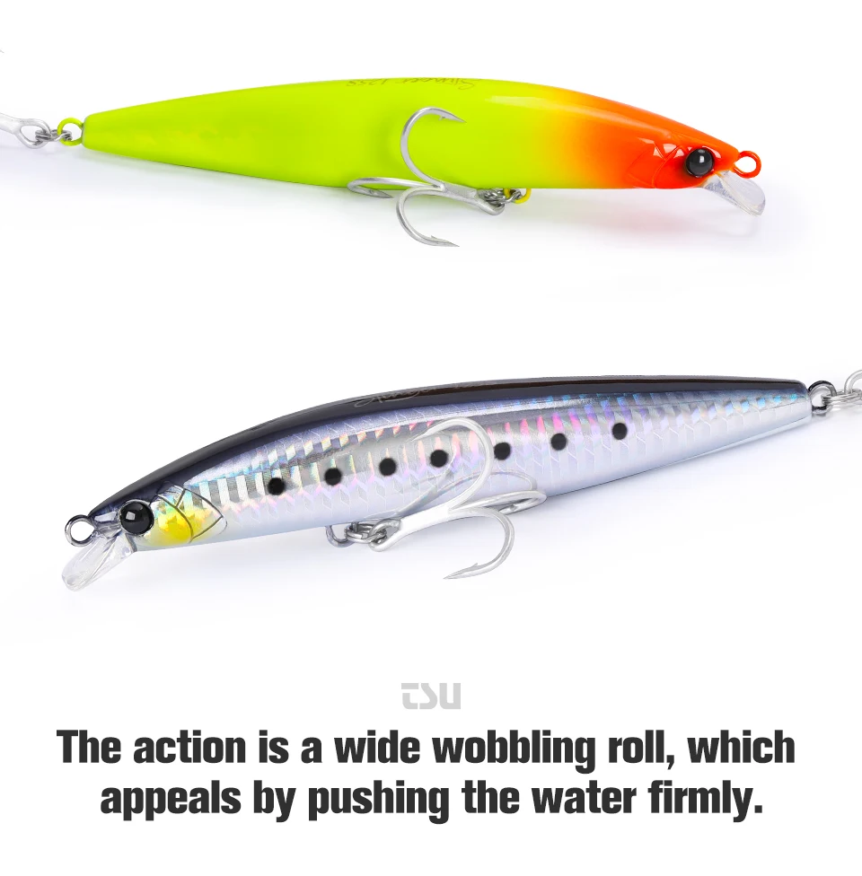 TSURINOYA 125S Ultra-lange Casting Angeln Köder Stinger 125mm 28g Hohe Festigkeit Sinking Minnow Salzwasser künstliche Harte Köder – Detail 12