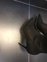 Women Shoe Heel Pointed-Toe Flock Ladies Pu Henlu
