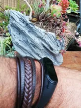 ZOSHI-pulsera trenzada de cuero genuino para hombre, brazalete hecho a mano de varias capas, de acero inoxidable, para regalo
