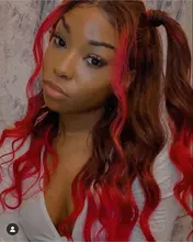 Pelucas de cabello humano con encaje frontal 13x4 para mujer, 180% ombré rojo borgoña, pelucas brasileñas de cabello ondulado rojo Remy prearrancado