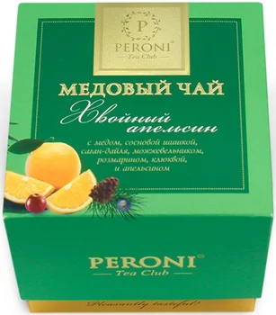 

Tea Peroni "honey tea. Coniferous Orange ", Black leaf with additives, 45 GR
