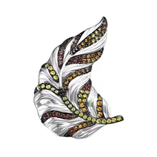 Брошь из серебра с фианитом и цитрином TEOSA Бш635-5560М2