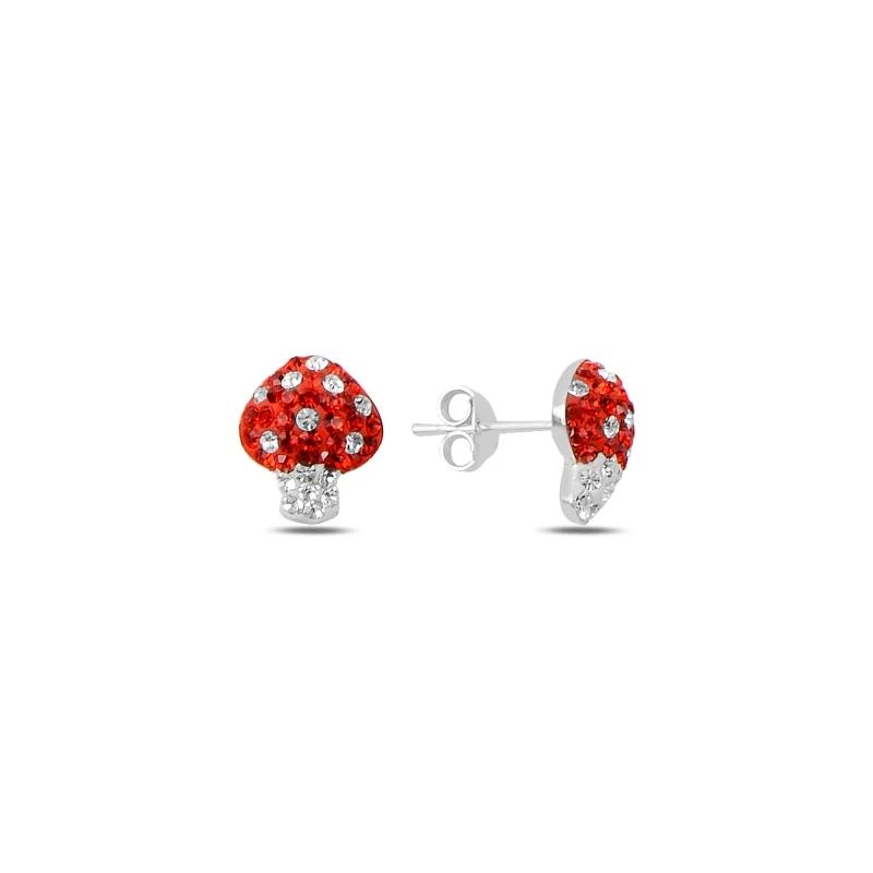 

Silver 925 Sterling Zircon Stone Mushroom Earrings
