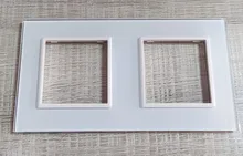 Double-Glass-Panel Wall-Switch Livolo Pearl White Luxury Crystal for 