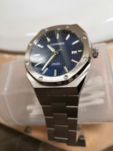 CADISEN 42MM relojes hombres mecánico automático NH35A reloj azul hombres 100M impermeable de la marca de lujo de negocios casuales reloj de pulsera