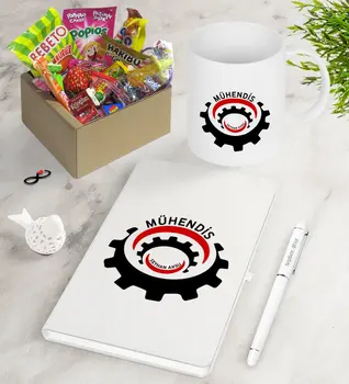 

Personalized Engineer Nostalgic Lezzetler Notebook Pen Mug Gift Seti-3