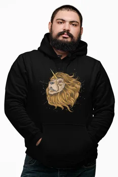 

Angemiel Wear Unicorn Lion Black Male Hooded Sweatshirt