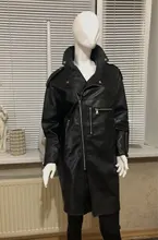 Jacket Coat Oversized Nerazzurri Long-Sleeve Drop-Shoulder Black Plus-Size Womens Zipper