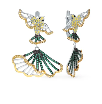 

Silver earrings with cubic zirconia and enamel sunlight sample 925