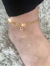 Pequeño A-Z inicial carta pulseras para mujeres Acero inoxidable letras doradas Eslabón cubano tobillera pulsera de la joyería de Boho, regalo de Navidad