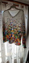 Blusa holgada informal de talla grande con manga larga para primavera y otoño, camisa con estampado de diamantes para mujer, cuello en V, 2021