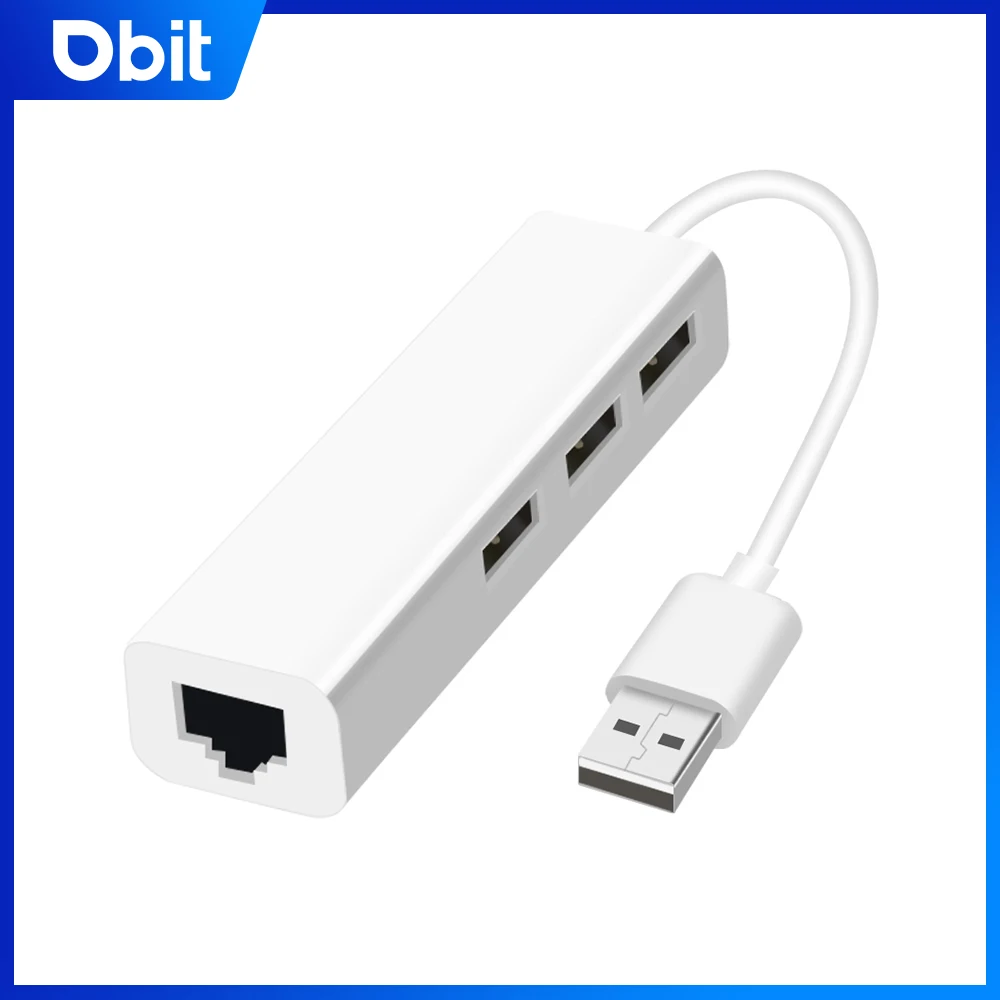 DBIT USB Ethernet Adapter 100Mbps 3-Port RJ45 LAN Port Network Card Wired USB2.0 HUB for Mac iOS Android Linux Window7 8 9 usb gigabit ethernet with 3 port usb c hub 2 0 rj45 lan network card usb to ethernet adapter for mac ios android pc rtl8152 hub