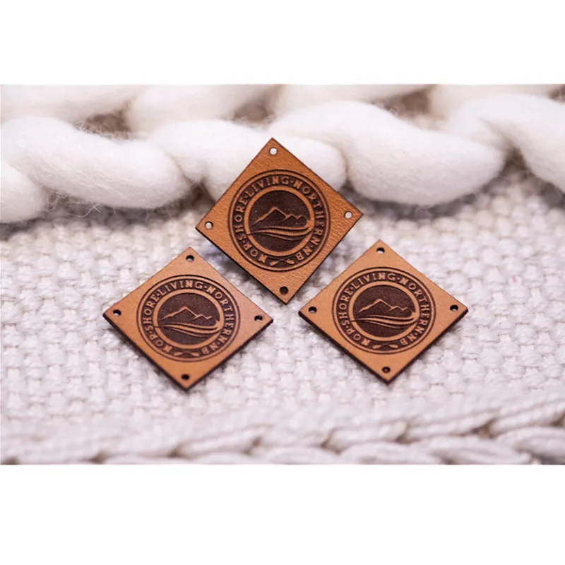 40pcs Personalized Handmade label for knitting Crochet Square leather Clothing tags Sewing Handcraft labels with Brand Logo 55pcs custom leather clothing label with brand logo handmade knittted product tags sewing garment crochet labels handcraft items