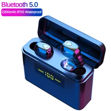 Dg509 tws verdadeiro 5d fones de ouvido estéreo sem fio bluetooth mini tws headfrees à prova dheadágua com 2200mah banco potência