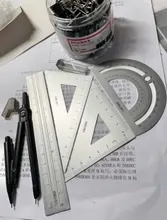 Tienda de aluminio Regla 4 unids/set geometría de Metal matemáticas compás de dibujo y los gobernantes de matemática para la escuela 79532