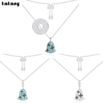 

KAKANY Fashion Charm 1: 1 Copy, Lake Blue and Navy Blue Adjustable Bell Necklace Women's Monaco Jewelry Gift (with Logo)