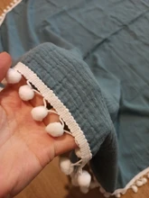 Manta para bebé de 120x100cm, edredón con flecos, pompón para recién nacido, manta de muselina para Baño