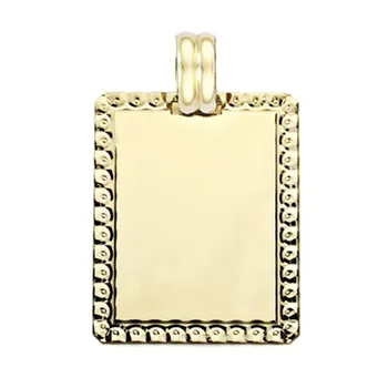 

Pendant 9k gold sheet rectangular 26mm. Edge carved