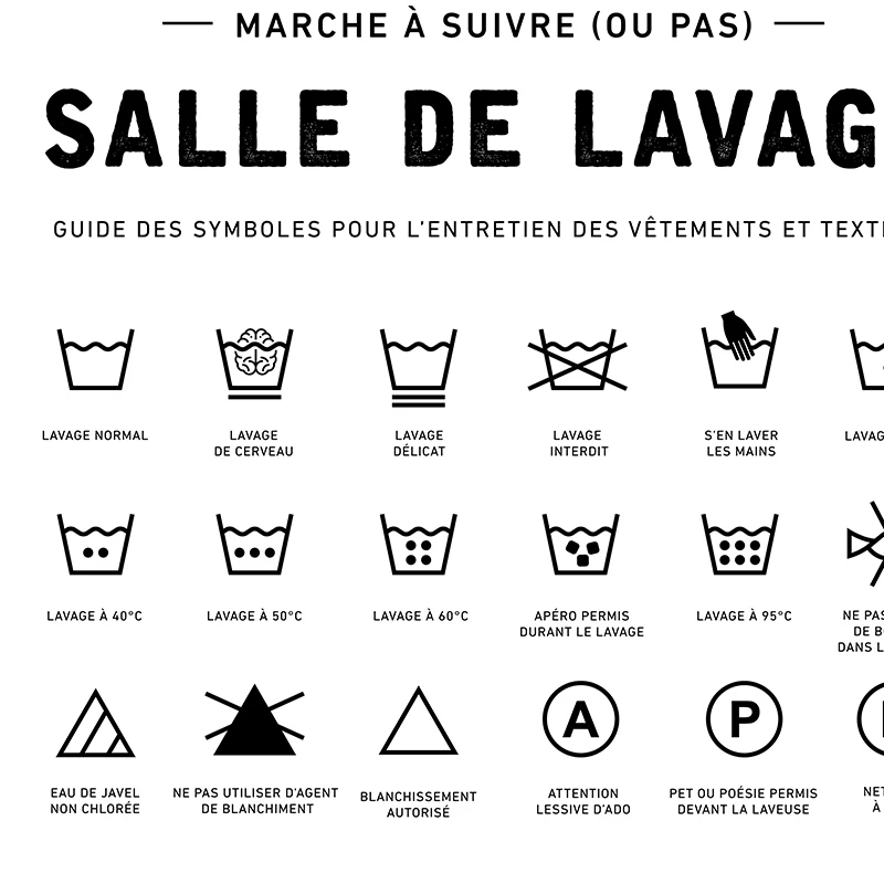French Laundry Room Wall Decoration Canvas Painting Affiche Buandrie Minimalist Poster France Laundry Symbols Guide Art Prints