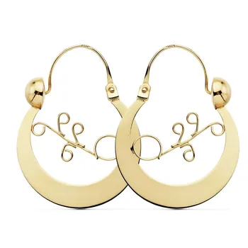 

18k gold earrings Creole Canary 30mm. Reason [AB8737]