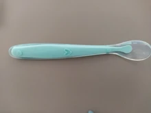 Gran oferta cuchara de silicona suave cuchara de detección de temperatura de Color caramelo herramientas de alimentación de alimentos para niños