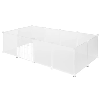 DIY Pet Playpen Metal Wire Exercise Modular Enclosure Pet Run with Door Small Animals Cage for Rabbit Guinea Pig Gerbil Hedgehog