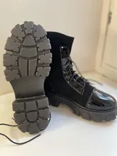 Botas de calcetín negro para mujer, zapatos góticos Punk, botines de plataforma, media blanca, novedad de 2020