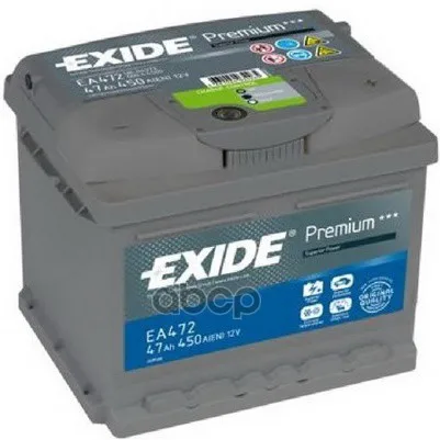 Аккумулятор Exide Premium 12v 47ah 450a Etn 0(R) B13 207x175x175mm 11.65kg EXIDE арт. EA472